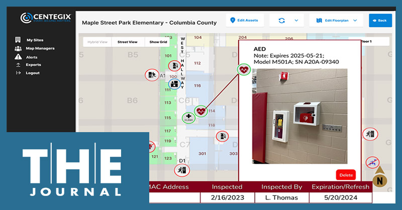 image shows sample Safety Blueprint digital map of a school building with precise locations and details of every safety and security asset